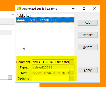 Copssh Control Panel - User - Keys - Import
