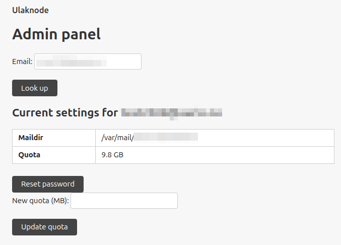 Ulaknode web admin interface