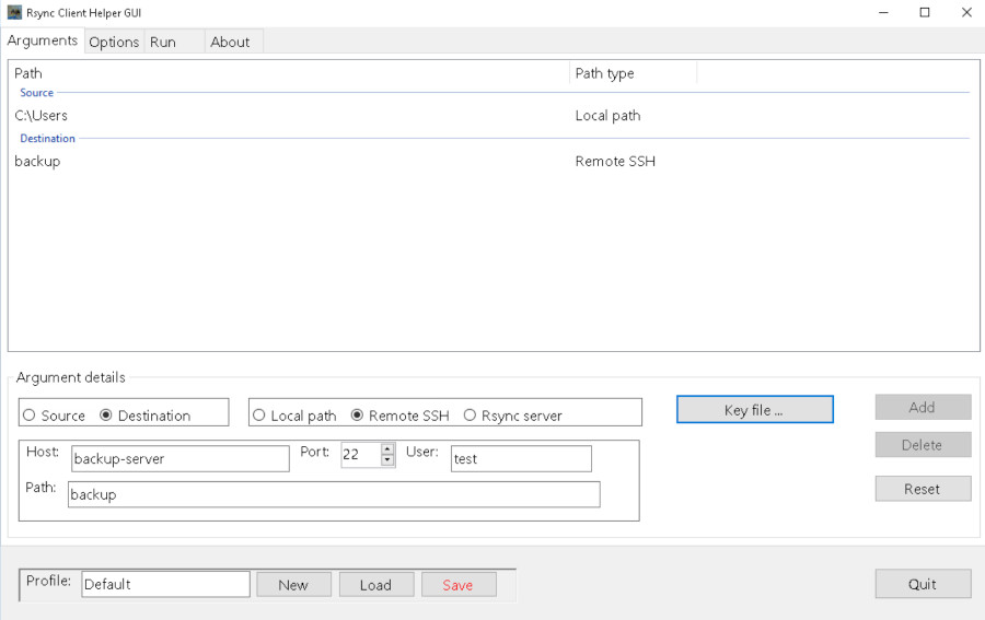 Rsync Client Helper GUI